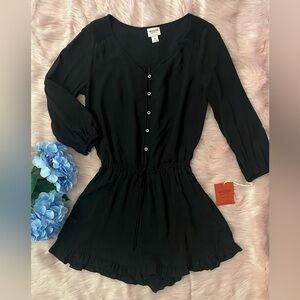 NWT-Black Button Down Romper w/Ruffle Hem - Sz. XS By Mossimo